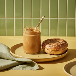 Morning bagel coffee delight