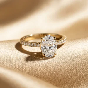 Luxury diamond ring on gold silk