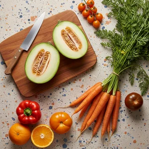 Fresh produce and kitchen prep