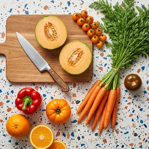 Fresh produce and kitchen prep