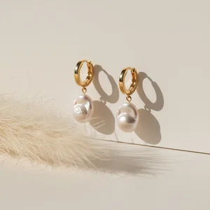 Elegant pearl hoop earrings