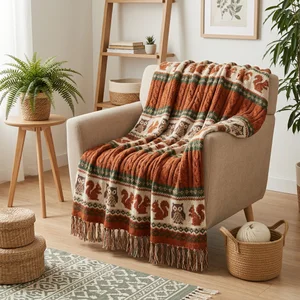 Cozy Autumn Owl Knit Throw
