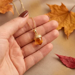 Warm autumn acorn necklace