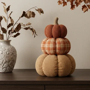 Cozy Autumn Fabric Pumpkin Stack