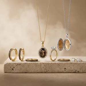 Elegant jewelry collection on stone