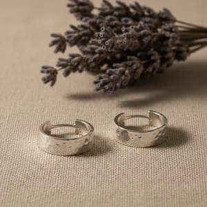 Rustic Silver Hoop Earrings