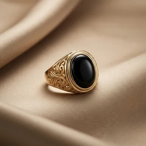 Vintage gold ring on silk