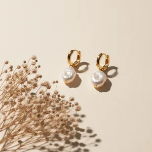 Delicate Pearl Hoop Earrings