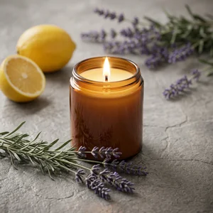 Aromatic lavender lemon candle