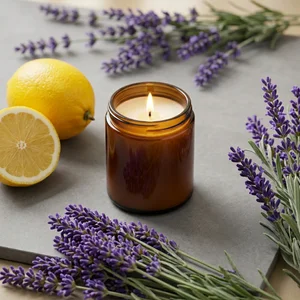 Lavender & Lemon Candle Scene