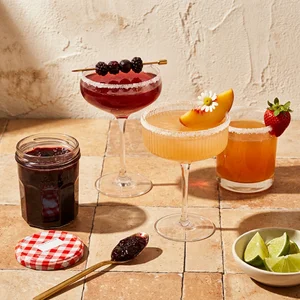 Artisanal fruit cocktails on stone
