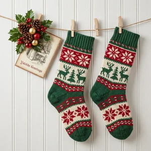 Festive Christmas socks on shiplap