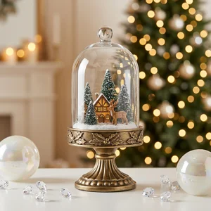 Festive glass cloche decor
