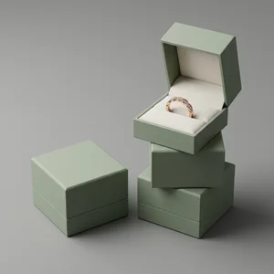 Elegant sage green ring box stack