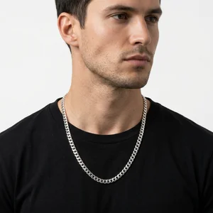 Classic men's silver curb chain