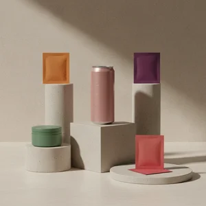 Vibrant skincare collection display