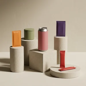Vibrant skincare collection display