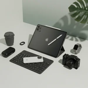 Modern Tech Workspace Flat Lay