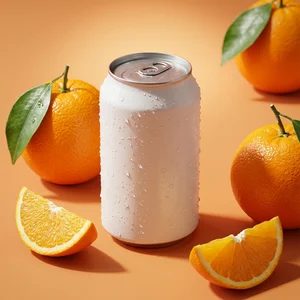 Refreshing orange beverage can