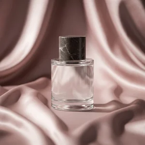 Elegant perfume on draped silk