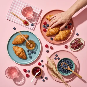 Festive breakfast flat lay