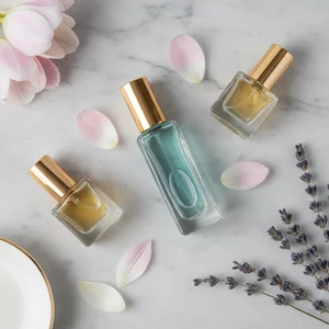 Floral Perfume & Essence Flat Lay