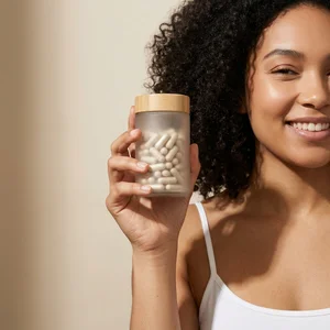 Joyful Woman with Wellness Product