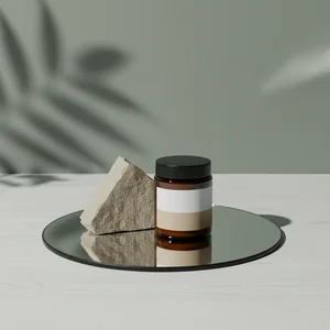 Serene skincare on mirror