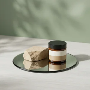 Serene skincare on mirror