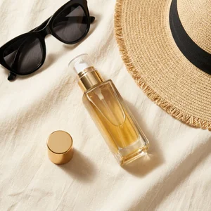 Summer skincare flat lay