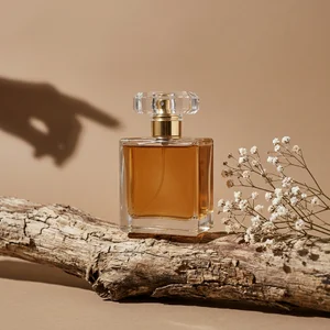 Luxurious golden perfume bottle