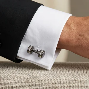Elegant cufflink on shirt cuff