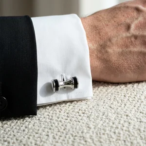 Elegant men's silver cufflink