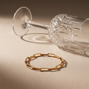 Elegant gold jewelry on linen