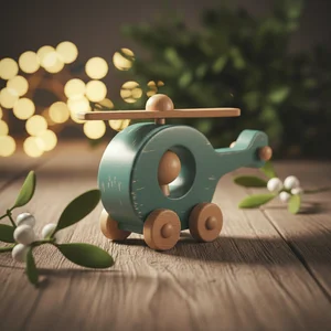 Whimsical wooden toy scene