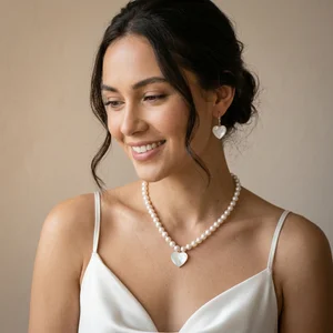 Elegant pearl heart jewelry set