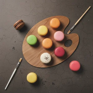 Gourmet macarons and art palette