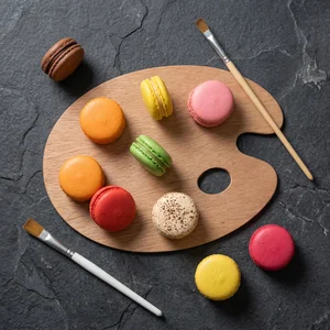 Gourmet macarons and art palette