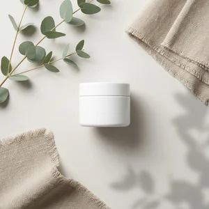 Minimalist skincare with eucalyptus