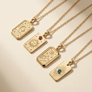 Celestial gold pendant necklaces