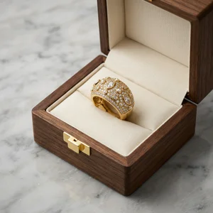 Luxury gold bracelet in wood box