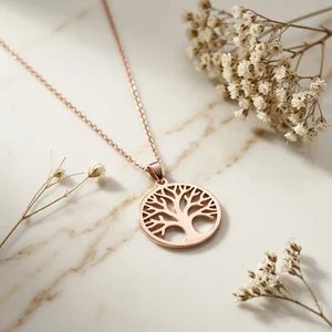 Rose gold tree of life necklace