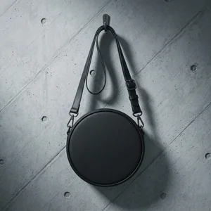 Minimalist black circular bag