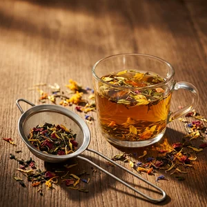 Warm herbal tea moment