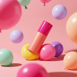 Playful bottle with colorful balloons