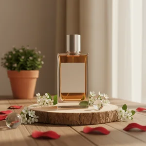 Elegant floral perfume display