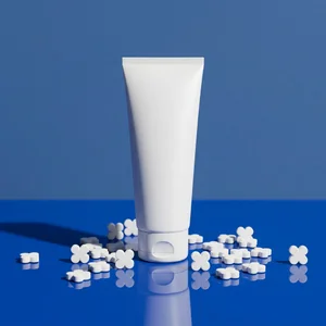 Pet care tube on blue