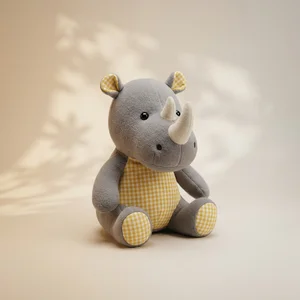 Cute plush rhino on gradient background