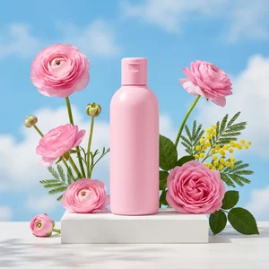 Fresh skincare under blue sky