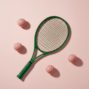 Playful tennis racket & balls